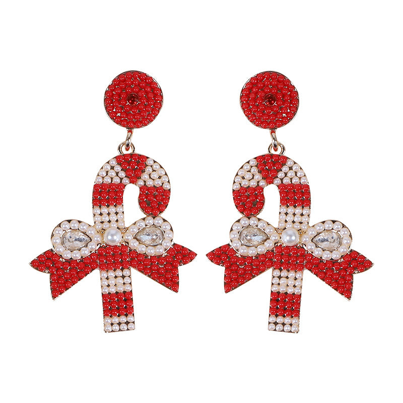 Wholesale Christmas Cartoon Faceless Doll Red Guard Diamond Earrings